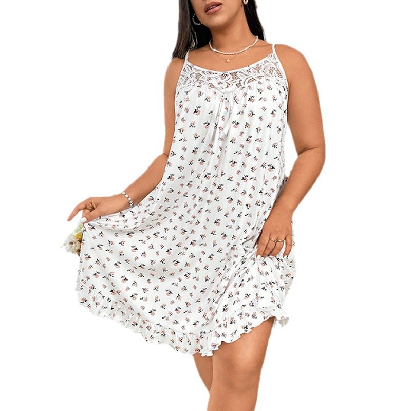 Plus-size Slip Nightgown For Women Floral Print Dress