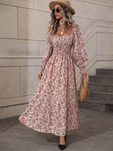 autumn floral square-neck dress