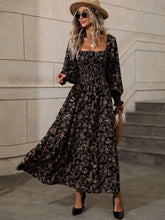 autumn floral square-neck dress