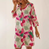 printed lapel cardigan dress to