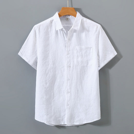 Mens Pure Linen Short Sleeve Shirt