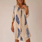 printed lapel cardigan dress to