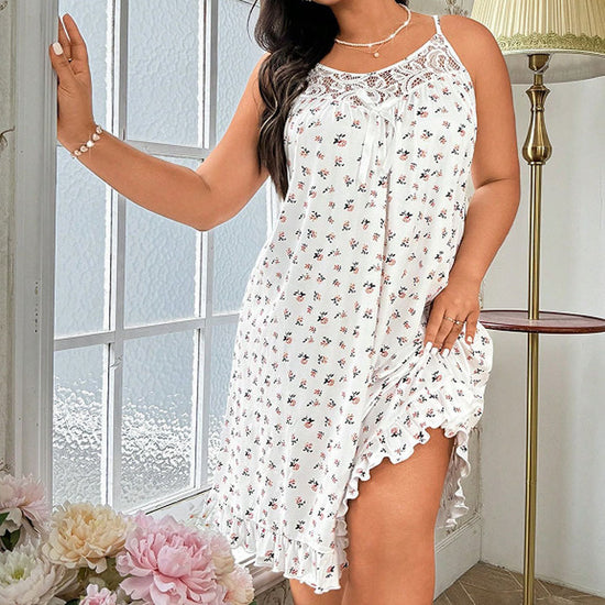 Plus-size Slip Nightgown For Women Floral Print Dress